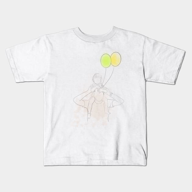 father and child line drawing Kids T-Shirt by colorandcolor